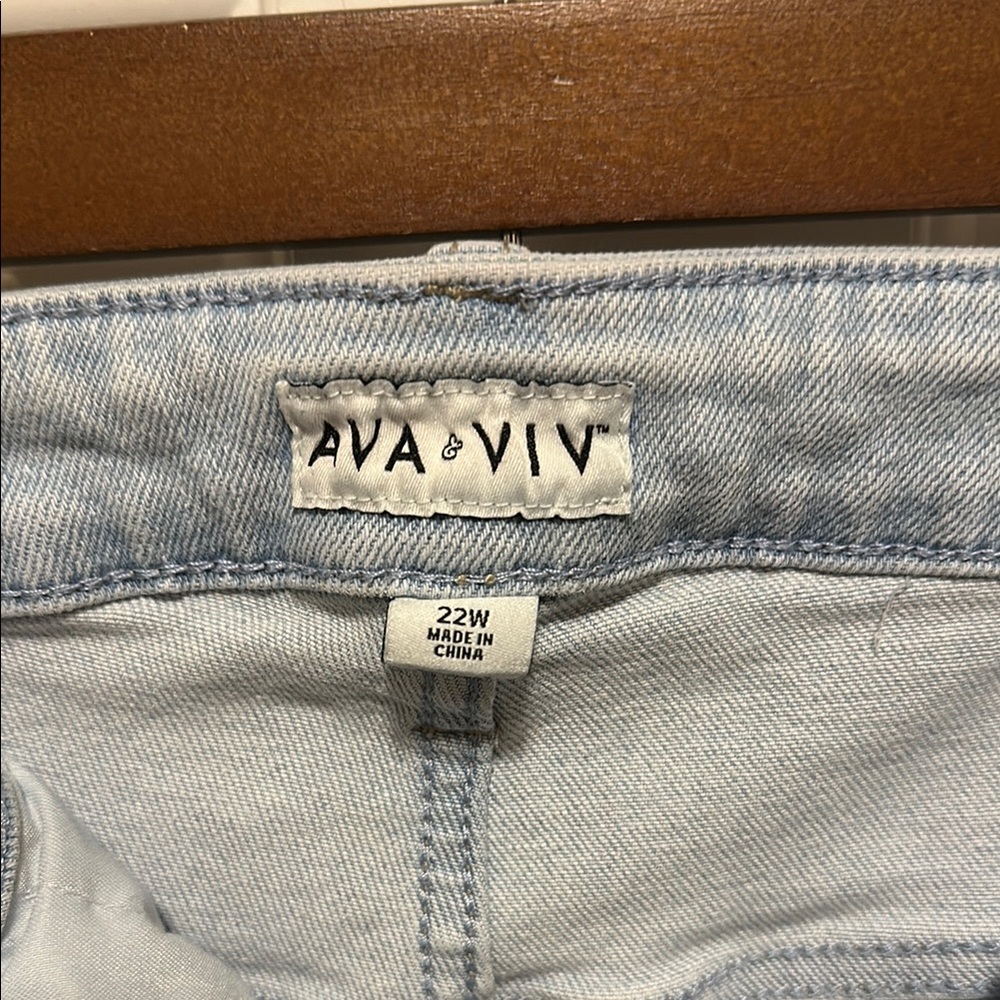 Blue Jean Shorts with Distressed Raw Hem - Picture 2 of 7